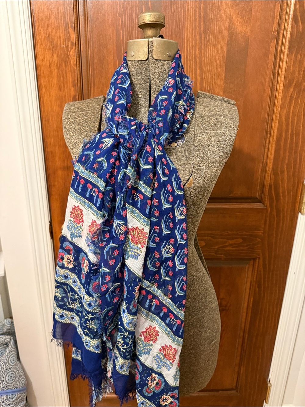 J. Crew Blue Floral Print Lightweight Scarf